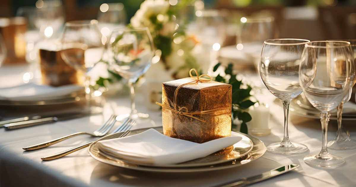 Elegant all-inclusive wedding setup at a Mallorcan finca with beautifully dressed tables and floral arrangements